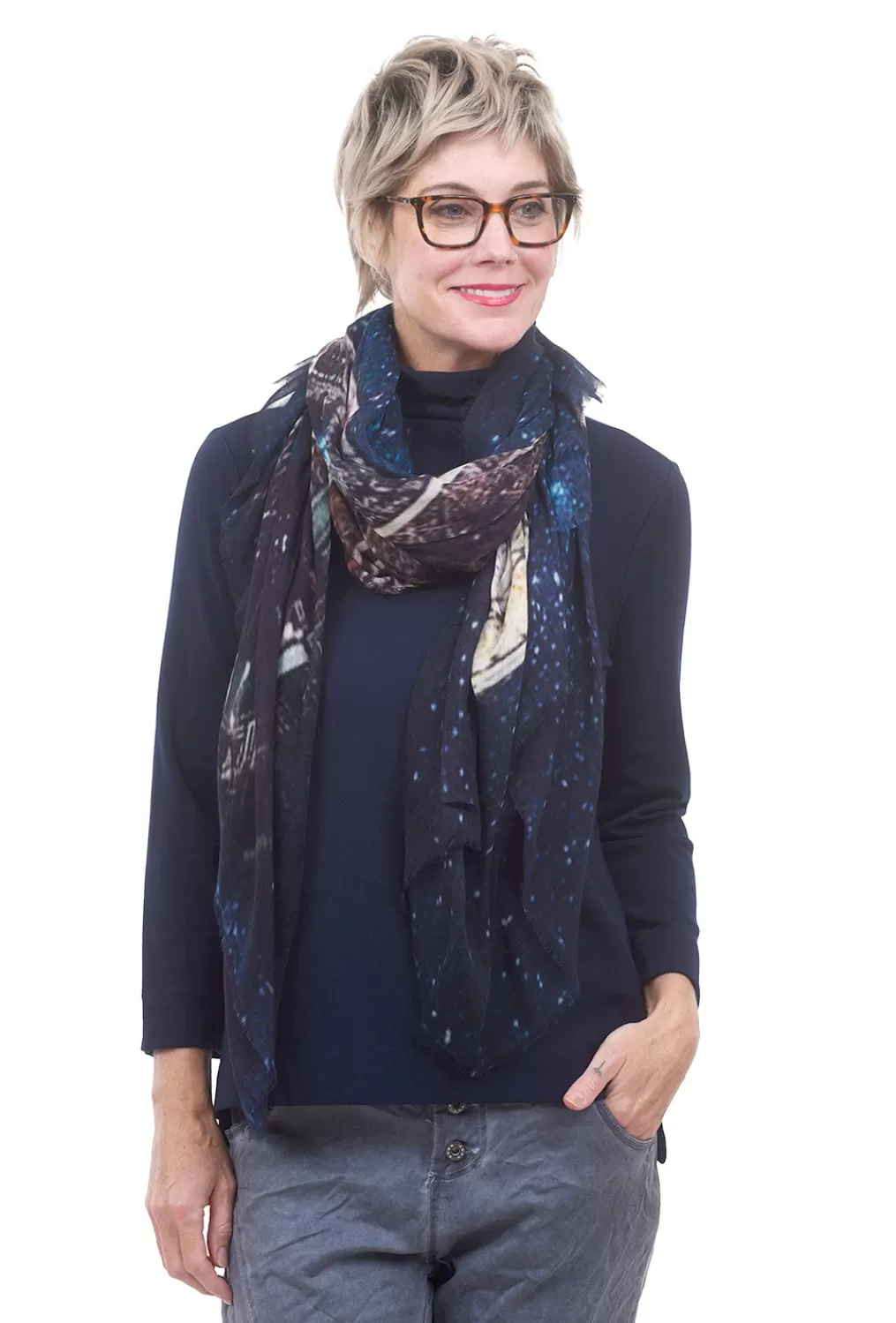 Store Evie Lou Parisian Nights Scarf, Deep Blue