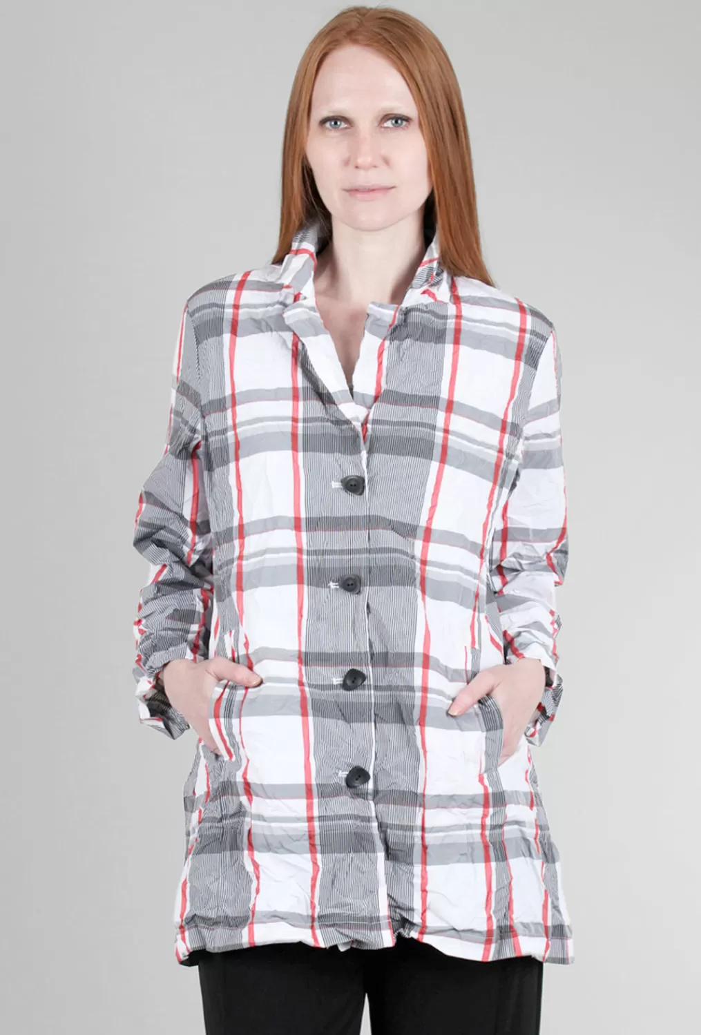 Cheap Evie Lou Perfect Sculpt Boyfriend Jacket, White Plaid