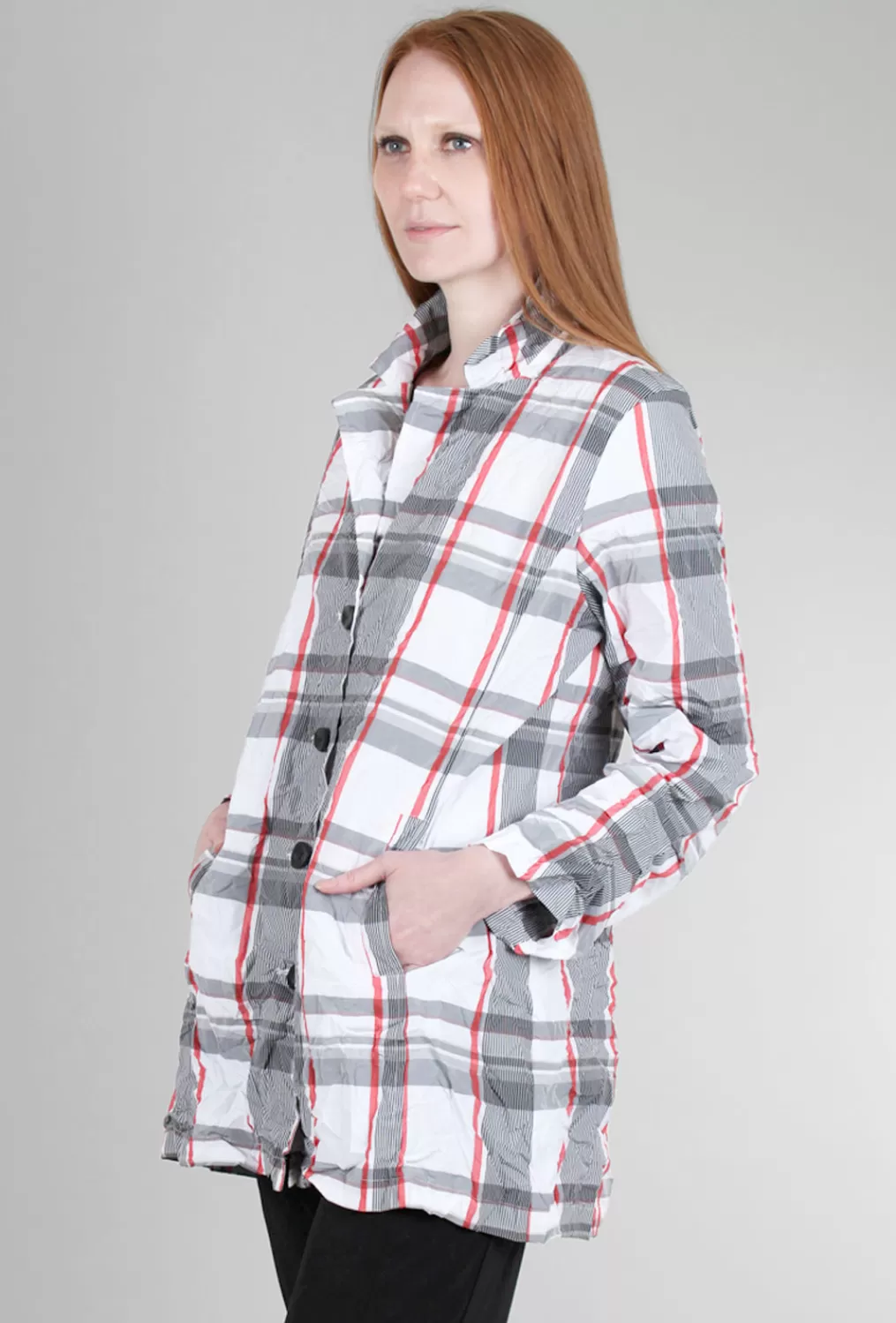 Cheap Evie Lou Perfect Sculpt Boyfriend Jacket, White Plaid