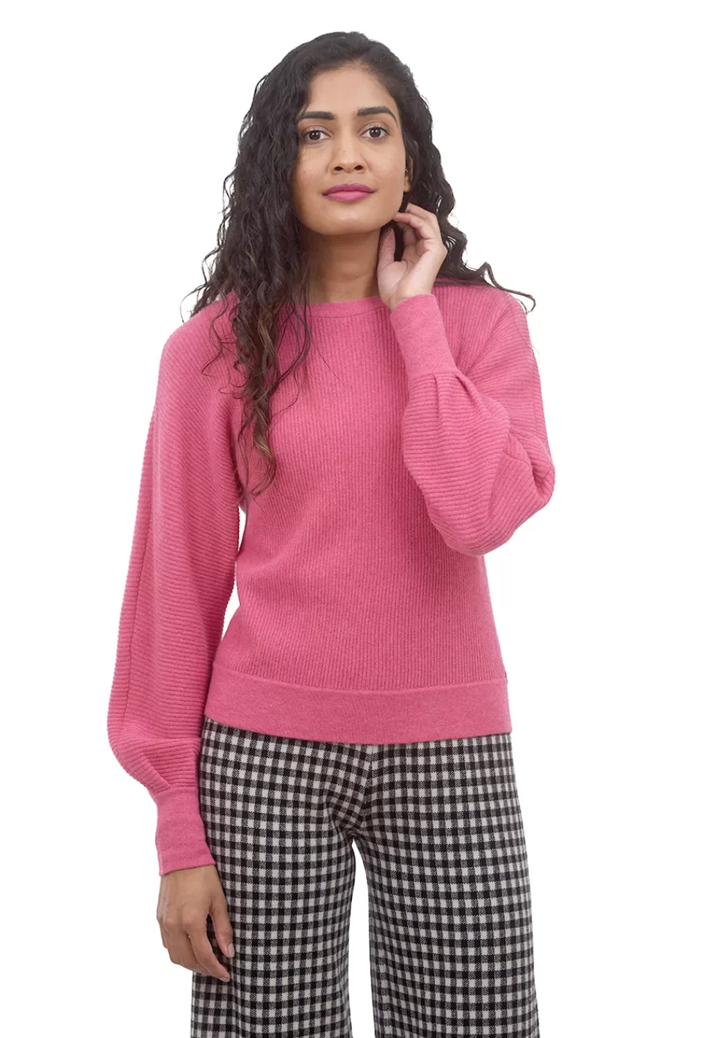 Best Sale Evie Lou Pleat Sleeve Pullover, Berry