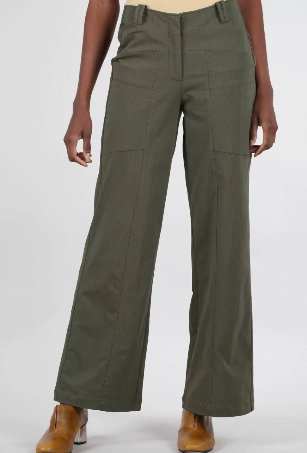 Hot Evie Lou Power Stripe City Pant, Bonsai Olive