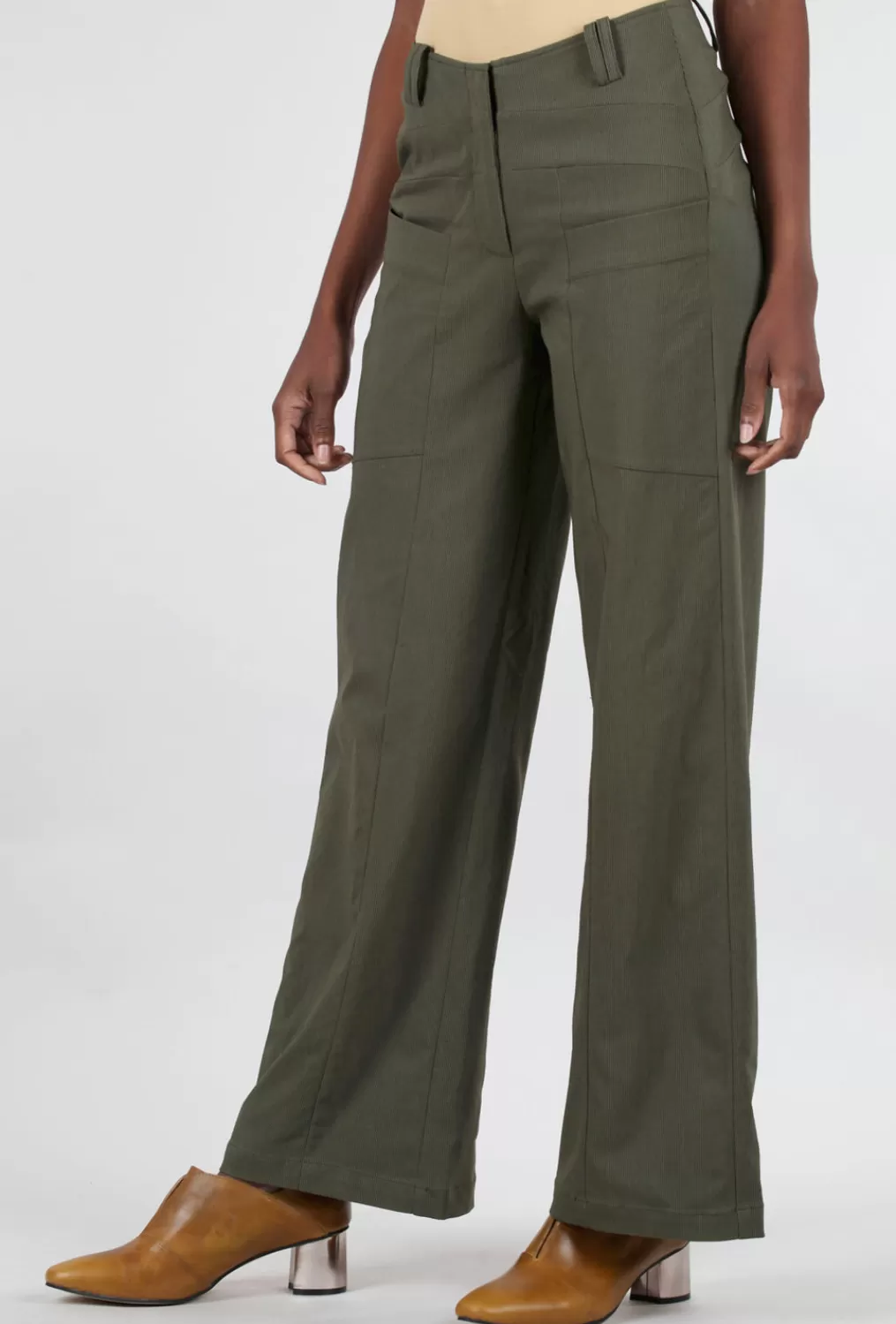 Hot Evie Lou Power Stripe City Pant, Bonsai Olive