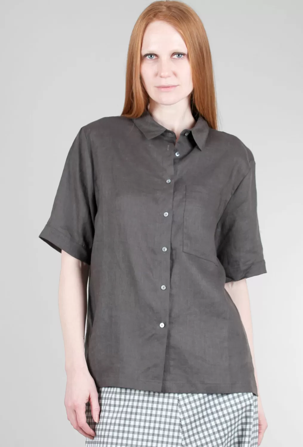 Outlet Evie Lou Prim Linen Shirt, Coal