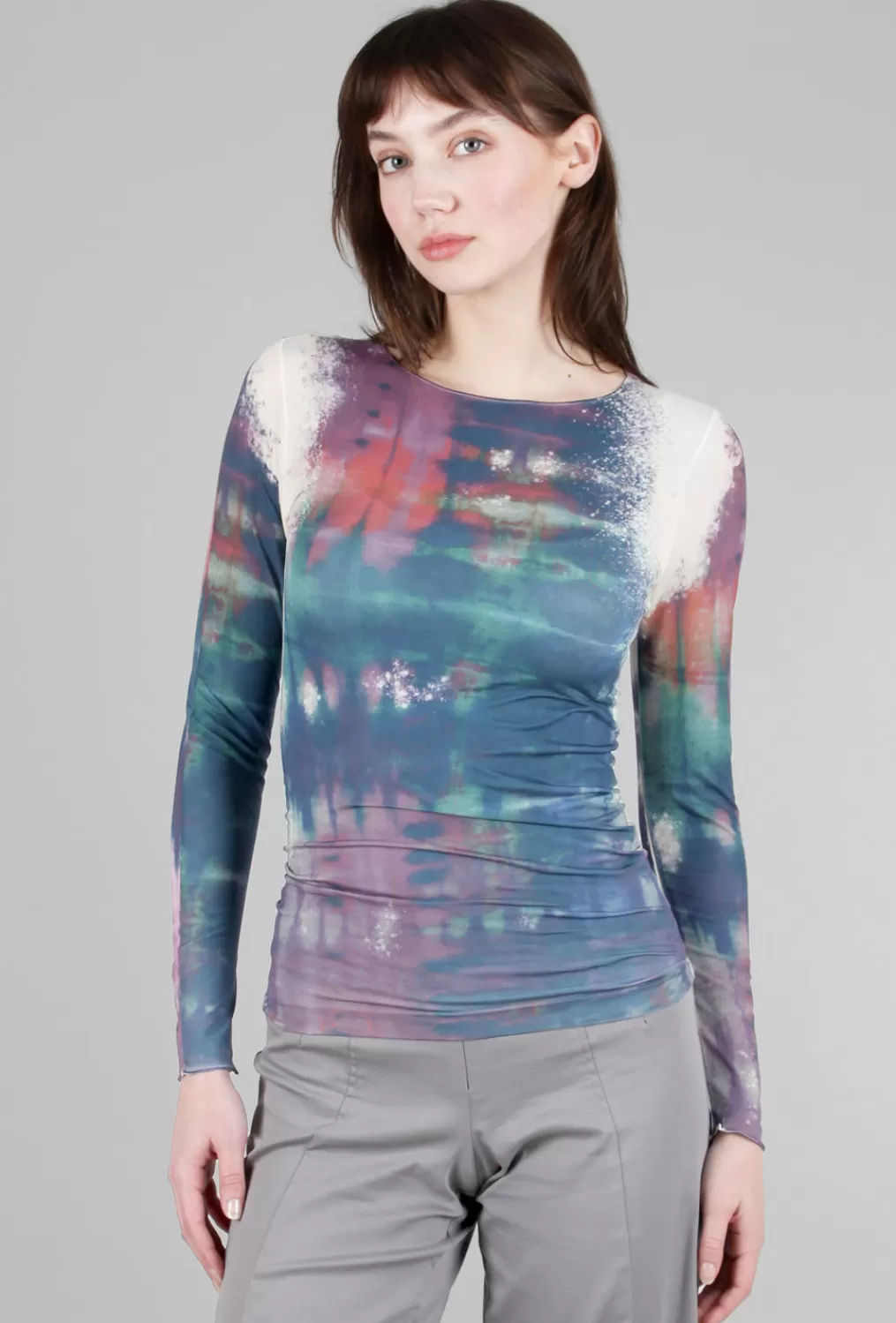 Best Sale Evie Lou Raw Edge Second Skin Print Top, Gaia/Angora