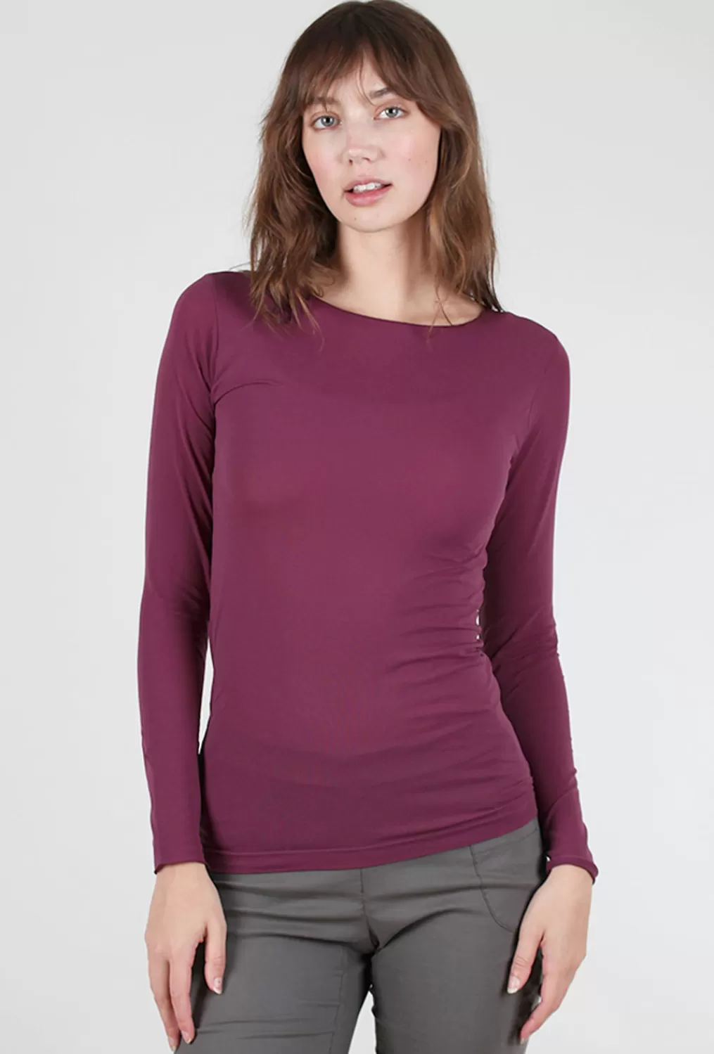 Online Evie Lou Raw Edge Solid Second Skin Top, Merlot