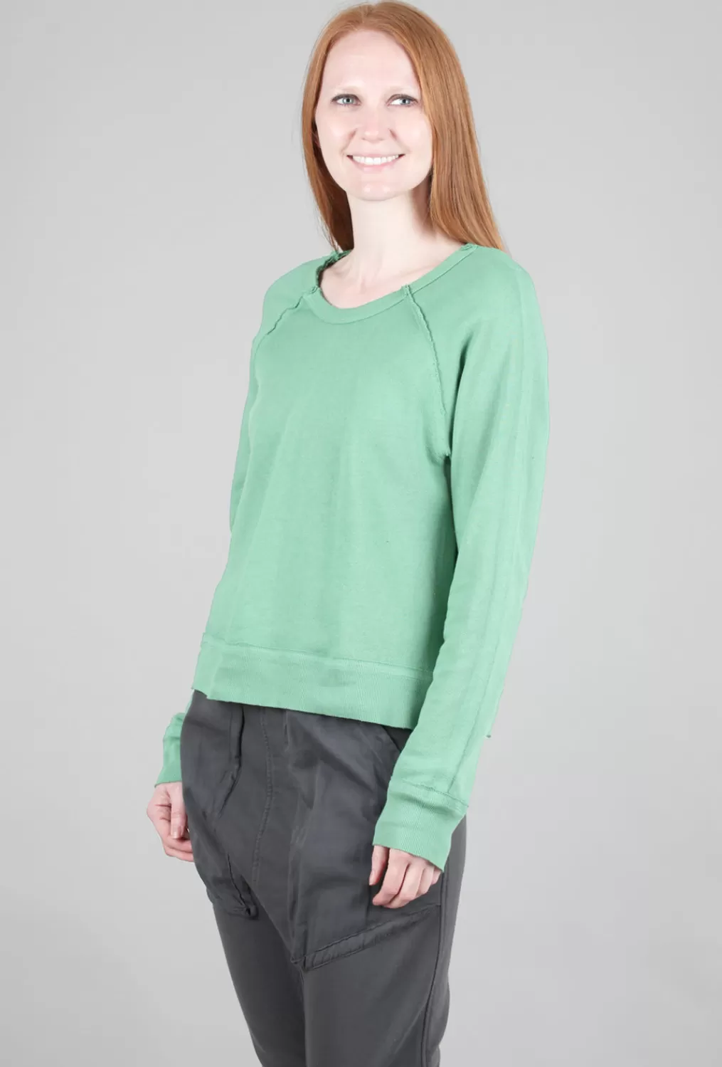 Best Evie Lou Raw Raglan Sweatshirt, Avocado