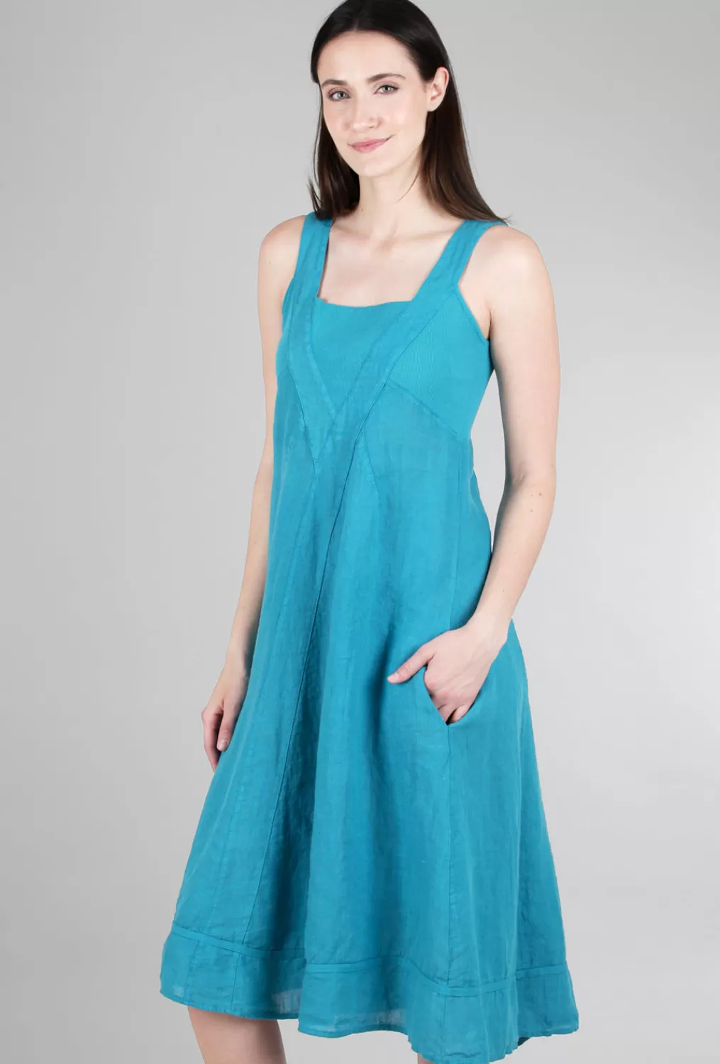 New Evie Lou Rib Inset Java Dres, Blue