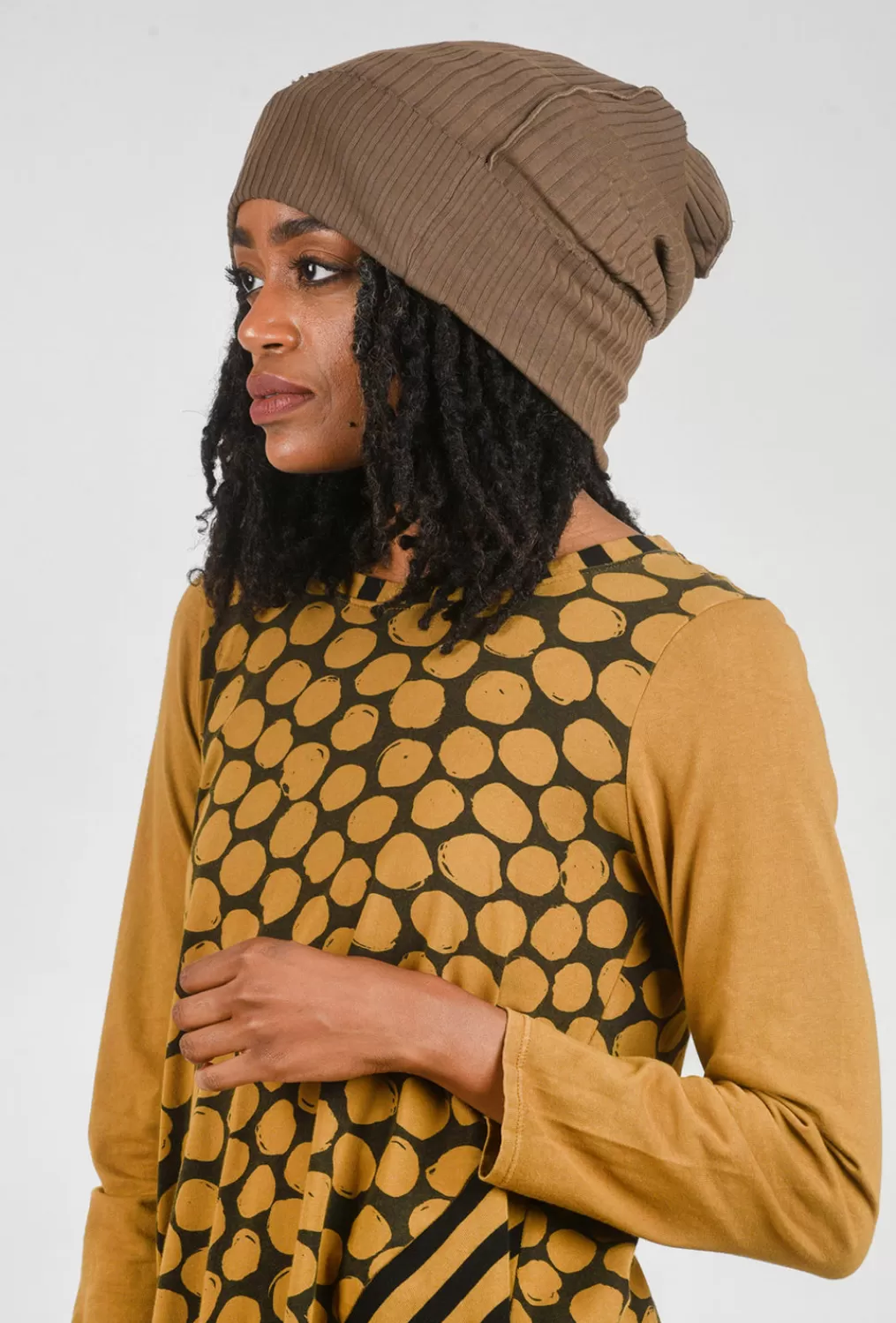 Hot Evie Lou Ribbed Slouch Hat, Toffee