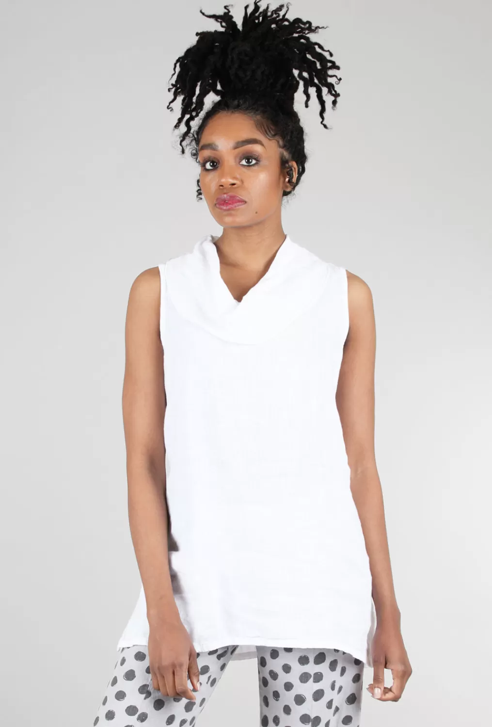 Flash Sale Evie Lou Roll-Neck Linen Tank, White