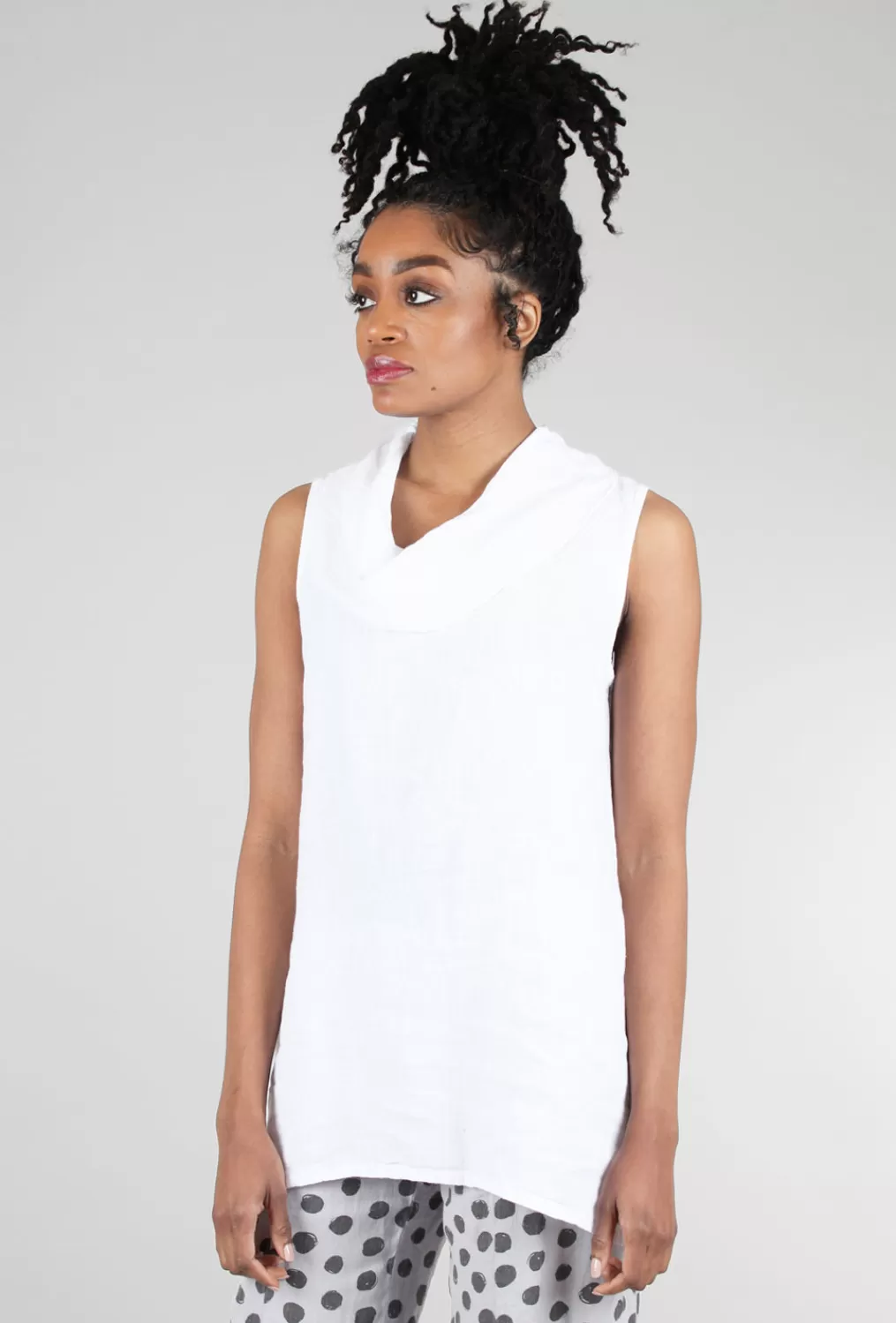 Flash Sale Evie Lou Roll-Neck Linen Tank, White