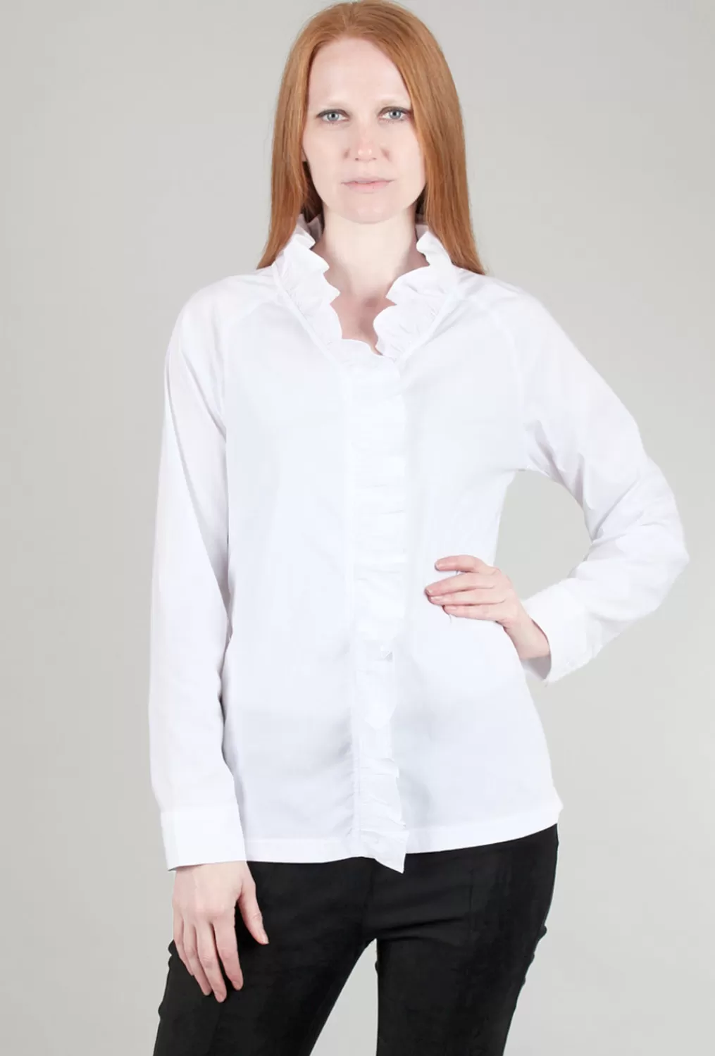 Best Evie Lou Ruffle Placket Shirt, White