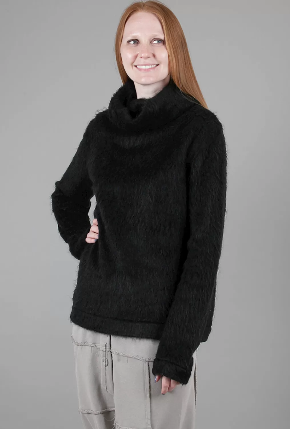 Best Evie Lou Salvada Faux-Fur Sweatshirt, Black