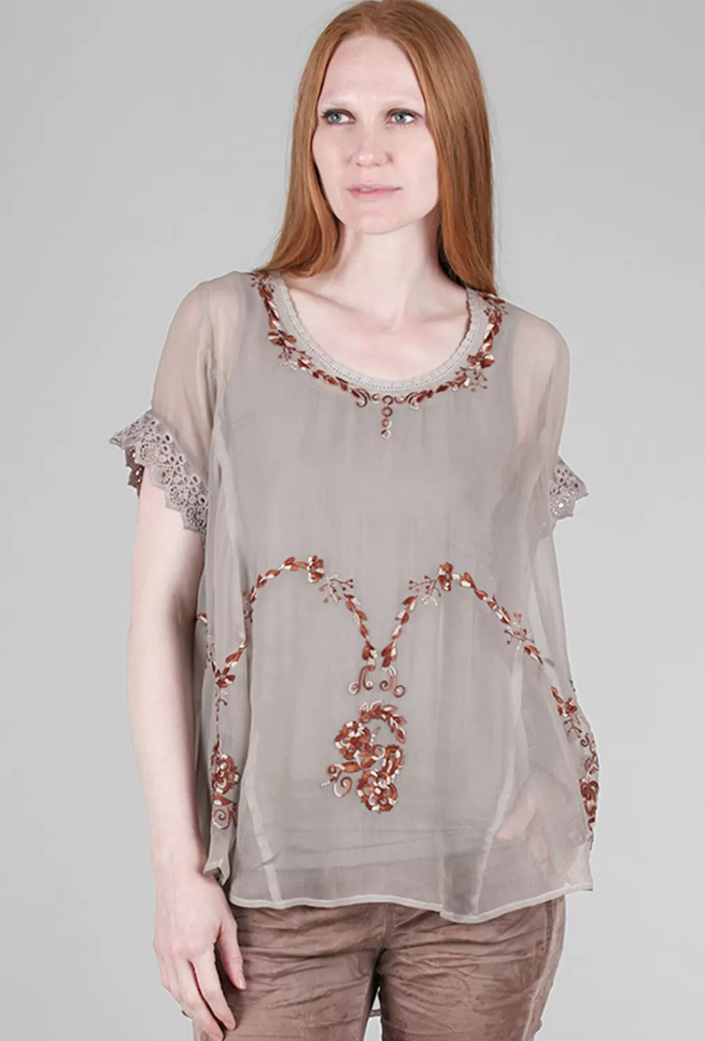 Store Evie Lou Scrolls Chiffon Blouse, Desert Taupe