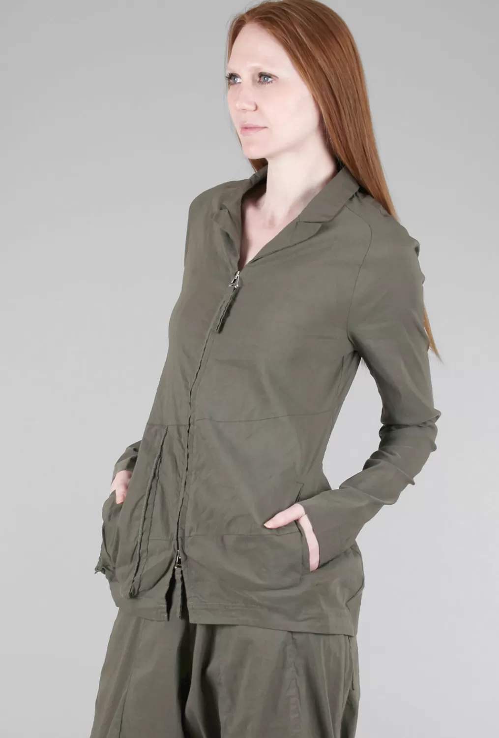 Flash Sale Evie Lou Seamed Zip Blazer, Olive