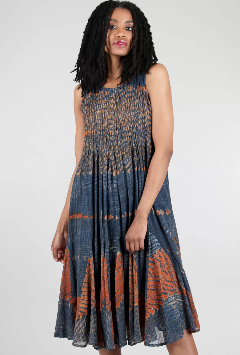 Clearance Evie Lou Sedona Dress, Blue/Rust