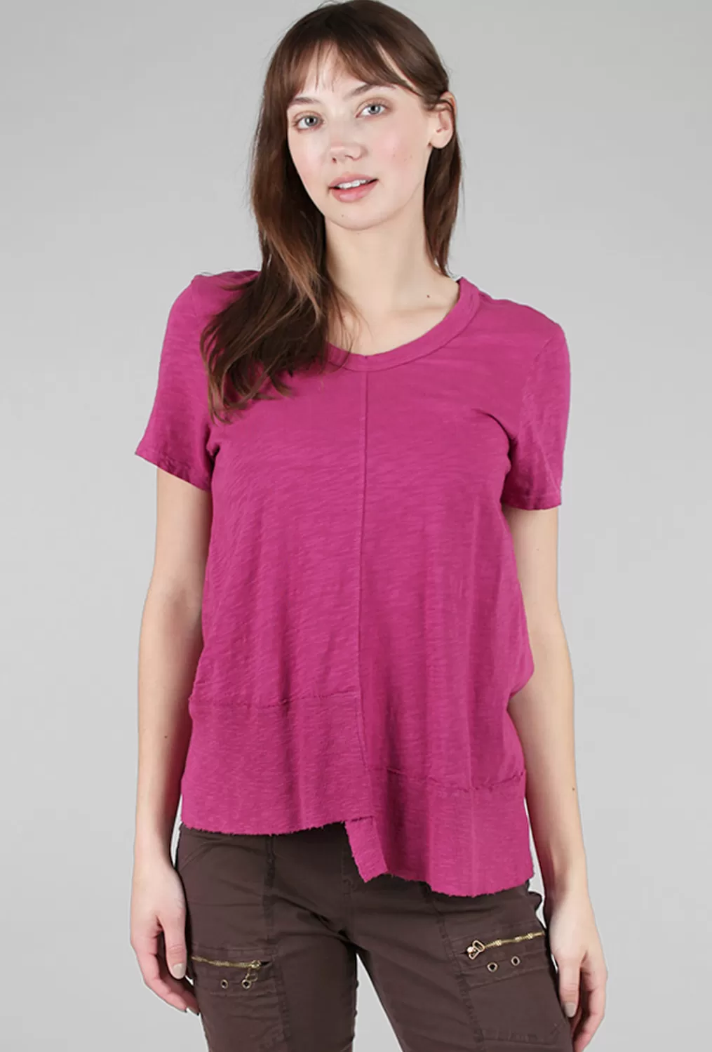 Outlet Evie Lou Shifted Rib-Hem Crew, Berries