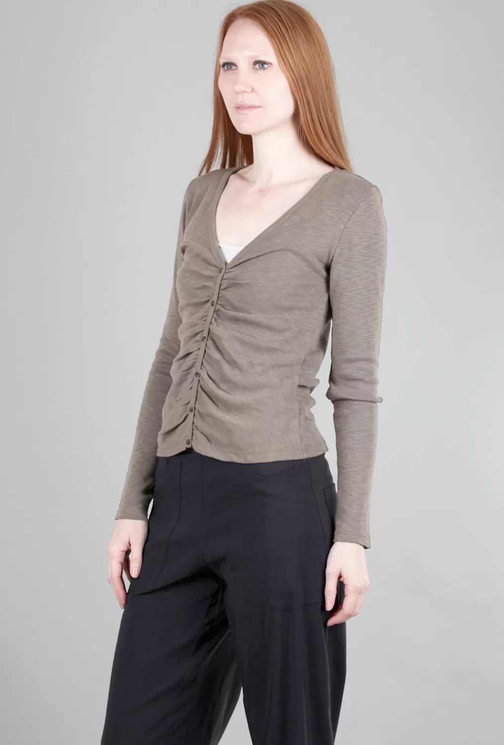 Flash Sale Evie Lou Shirred Cardie Tee, Truffle