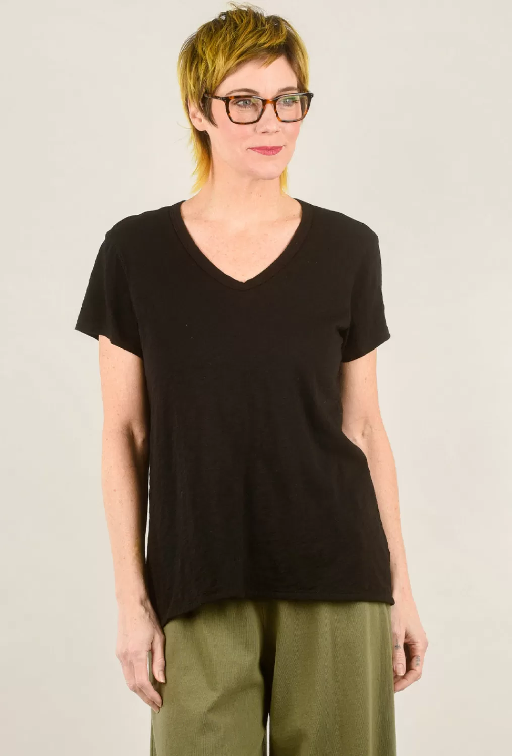 Hot Evie Lou Shrunken Boyfriend Tee, Black