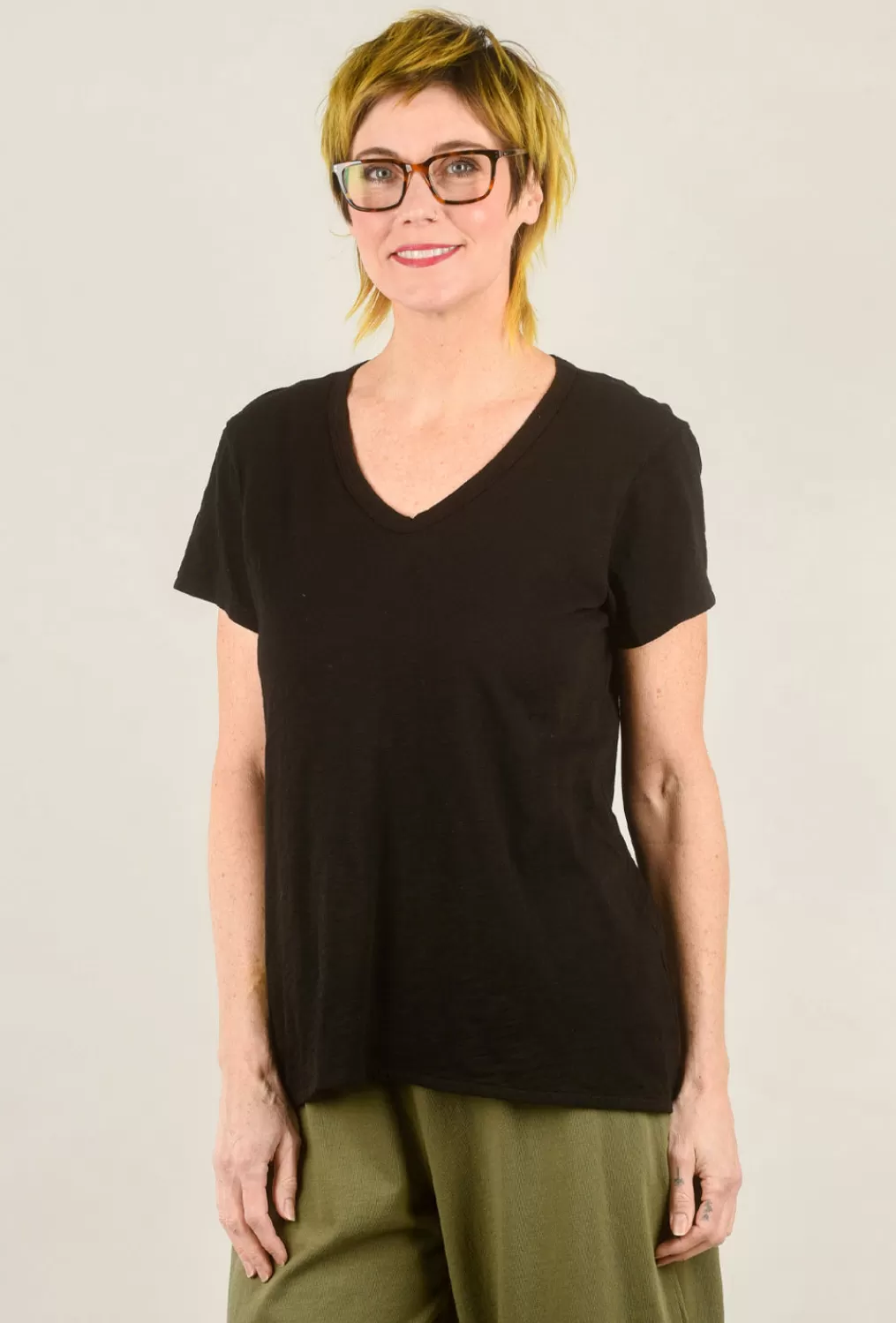 Hot Evie Lou Shrunken Boyfriend Tee, Black