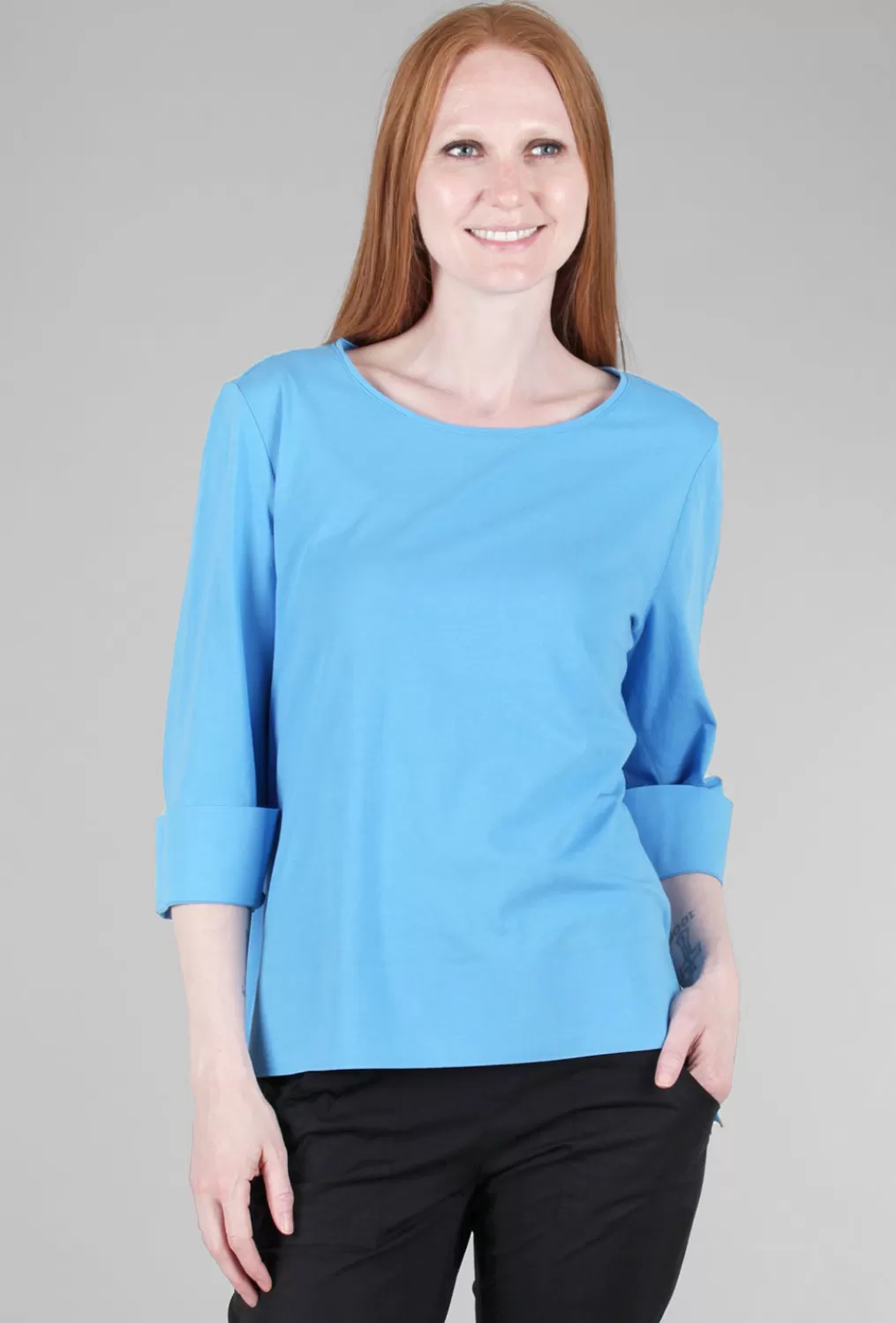 Online Evie Lou Signature Deep Hem Tee, Azure