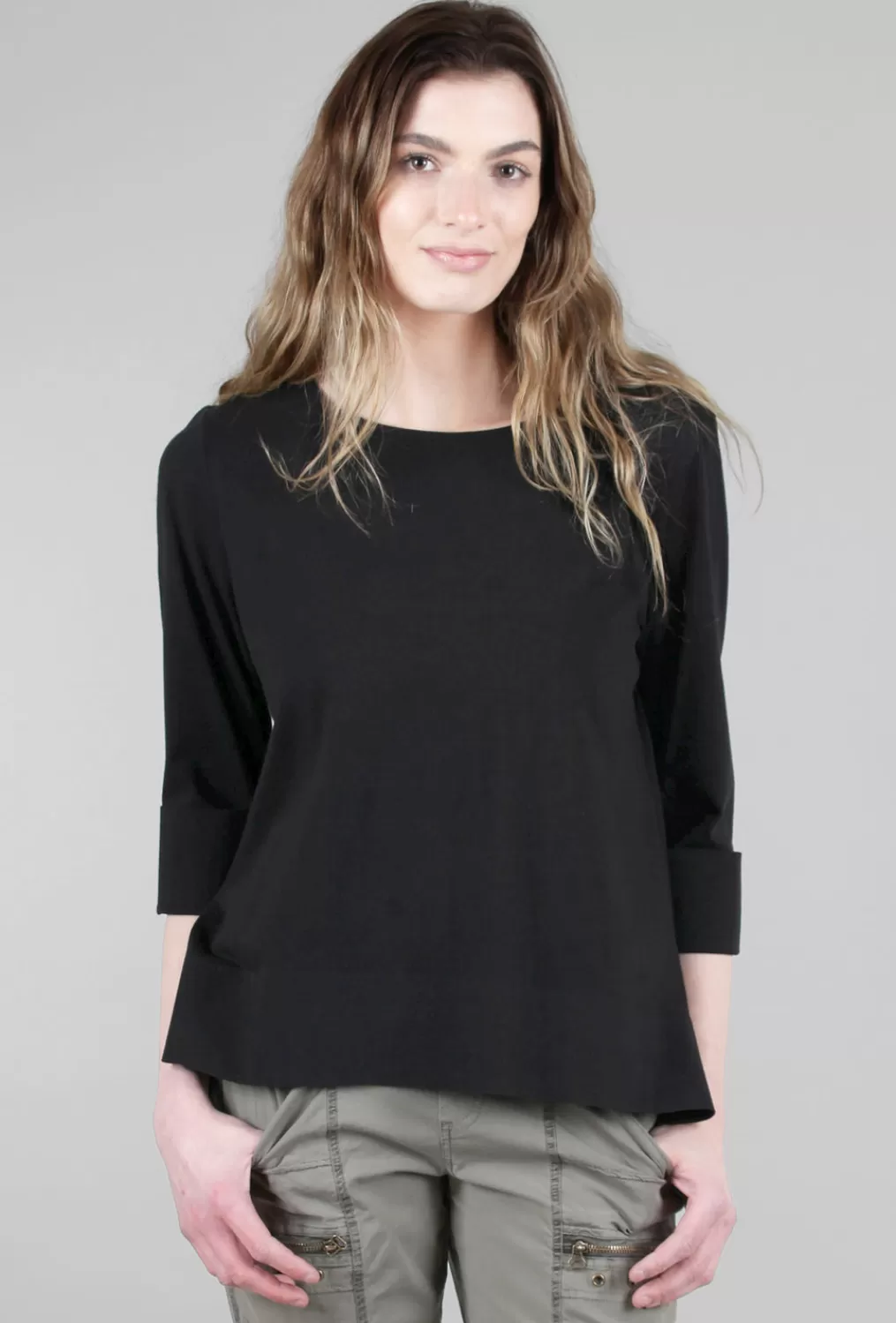 Online Evie Lou Signature Deep Hem Tee, Black