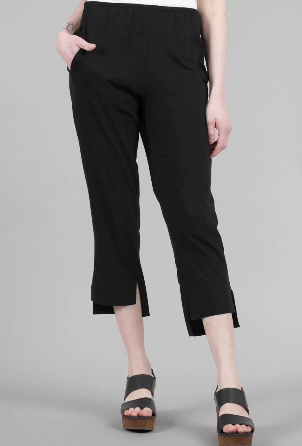 Flash Sale Evie Lou Signature Deep-Hem Pant, Black