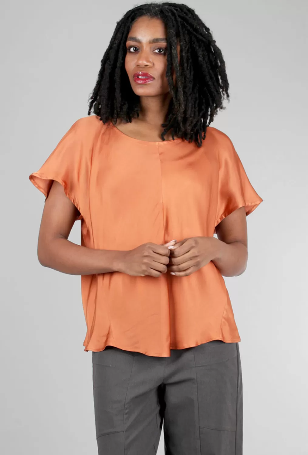 Shop Evie Lou Silky Flutter-Sleeve Top, Orange