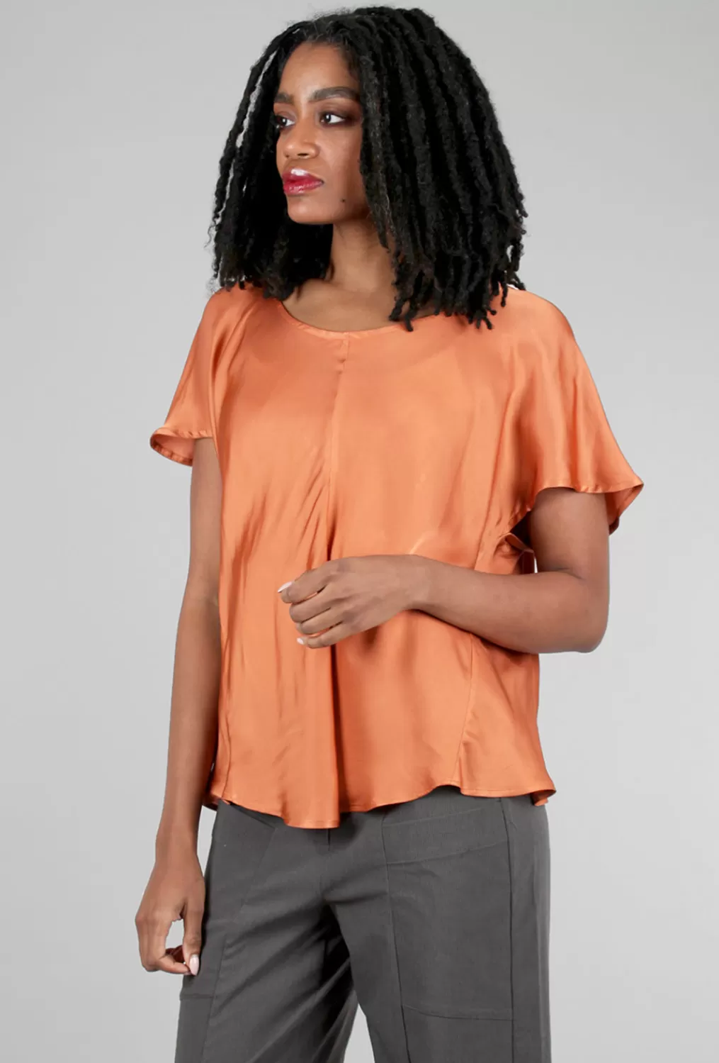 Shop Evie Lou Silky Flutter-Sleeve Top, Orange