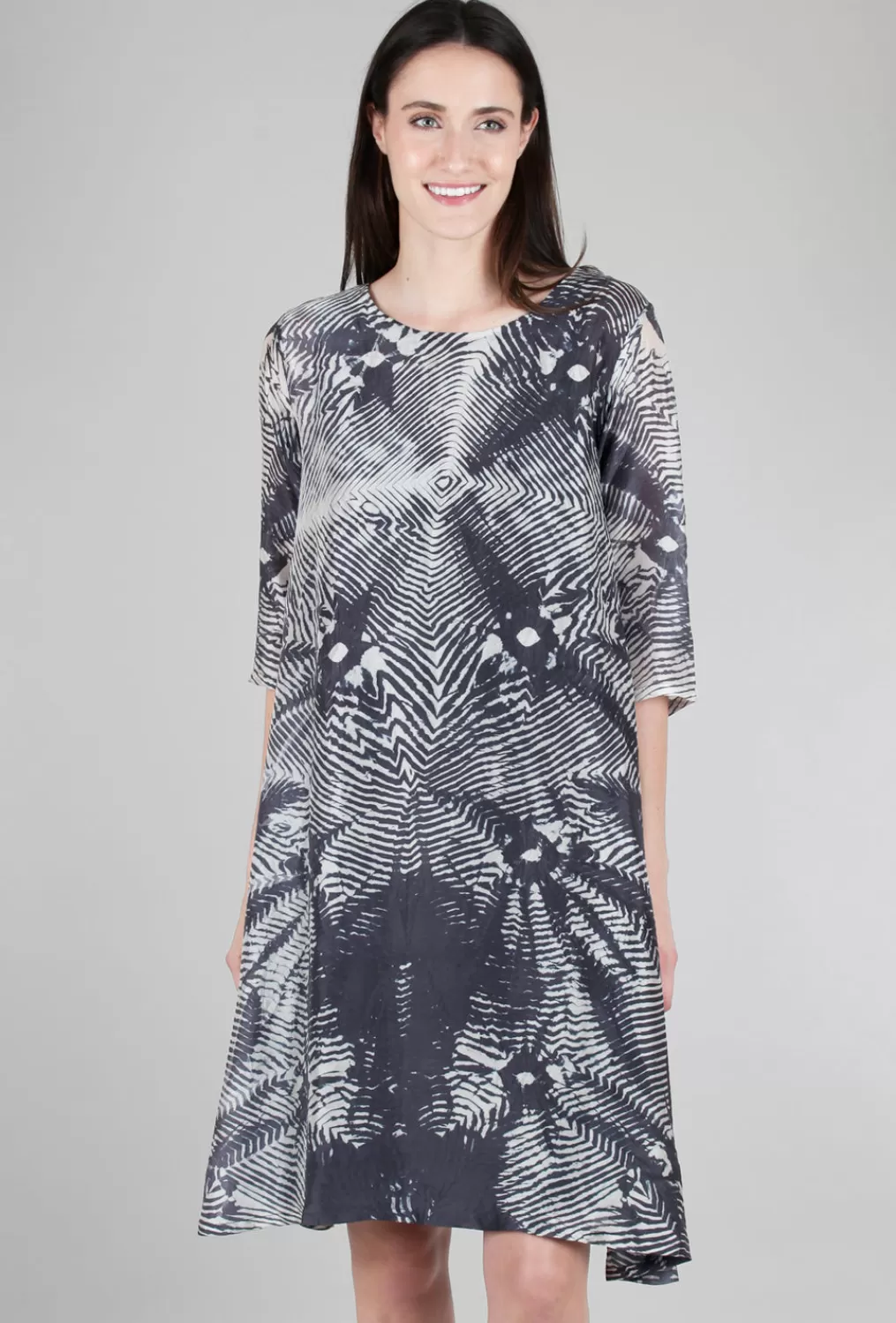 Shop Evie Lou Silky Shibori Dye Dress, Black/Ivory