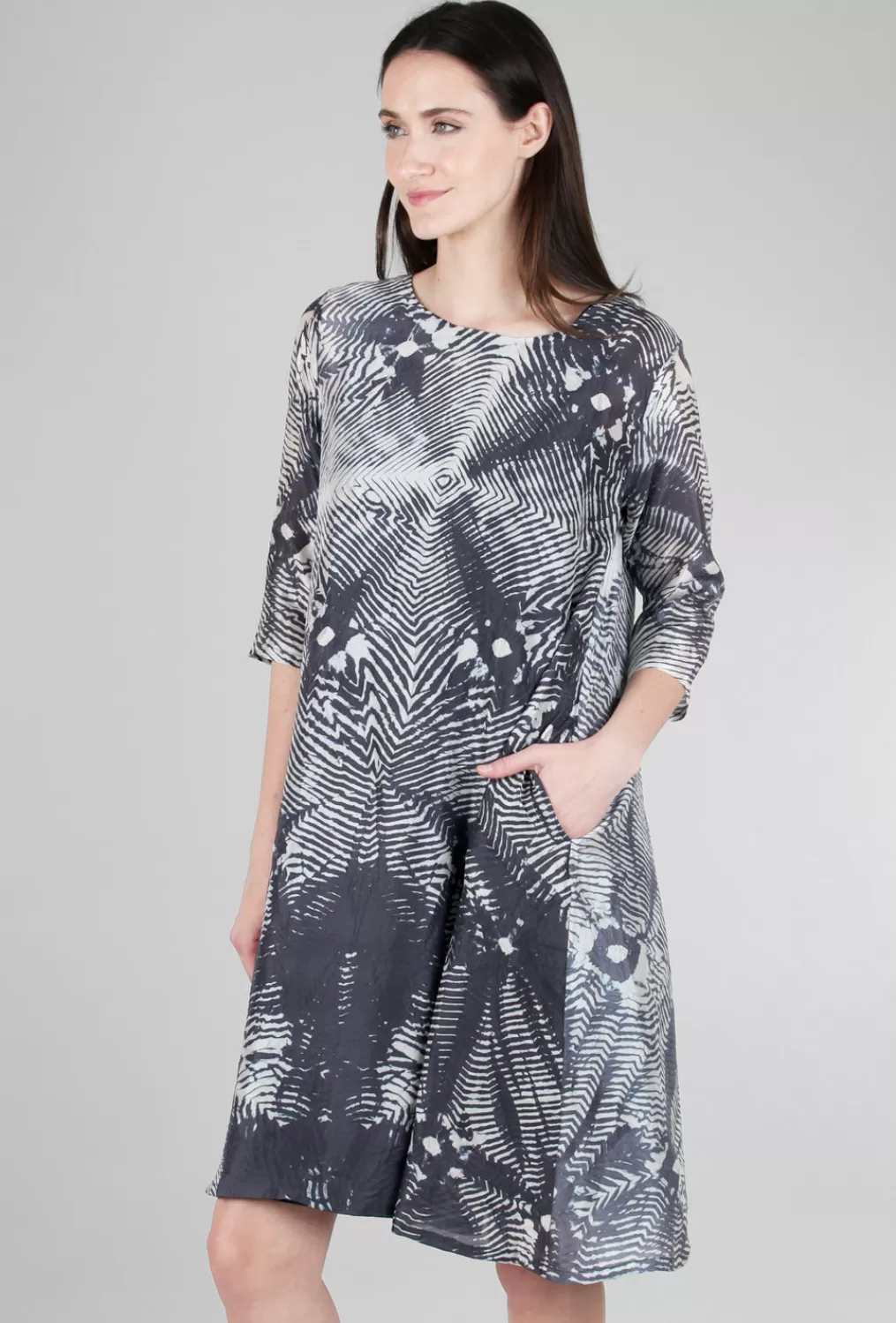 Shop Evie Lou Silky Shibori Dye Dress, Black/Ivory