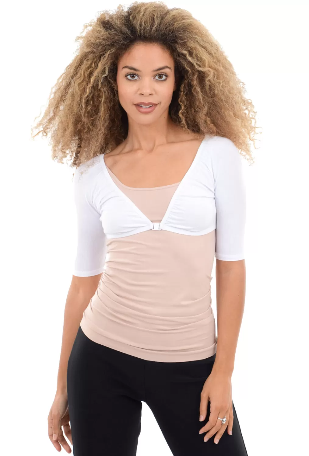 Discount Evie Lou 1/2-Sleeve Jersey Sleevey, White