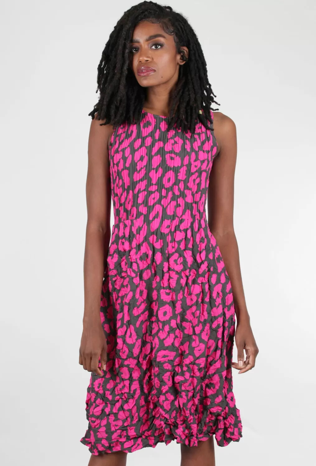 Fashion Evie Lou Smash Pocket Tank Dress, Pink Leopard