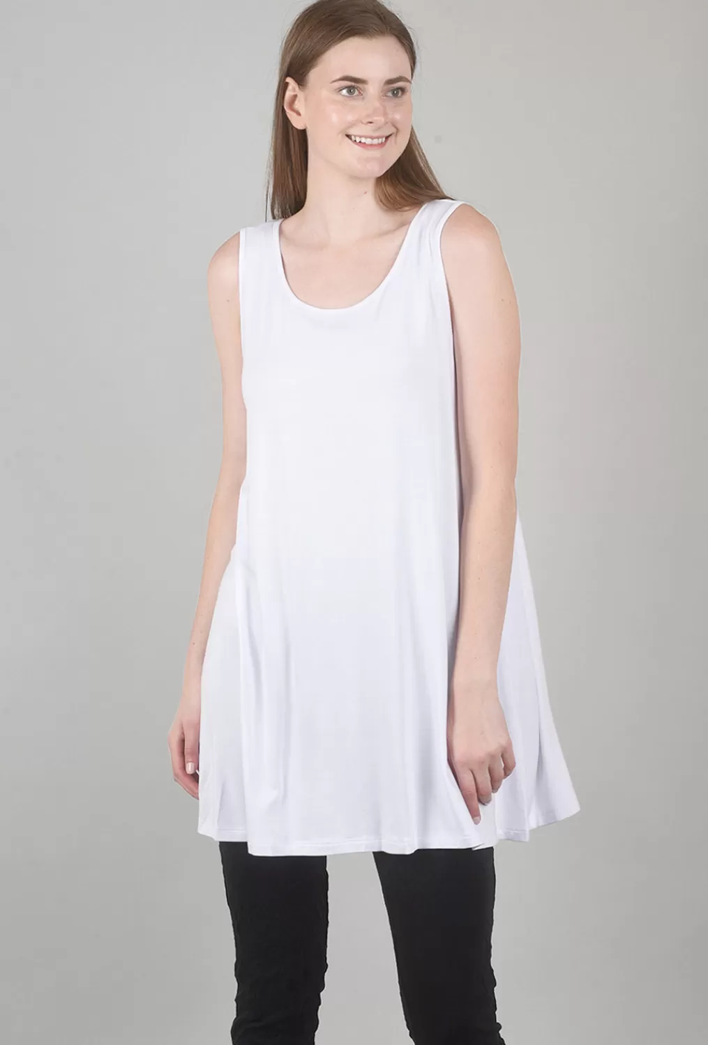 Sale Evie Lou Smooth Jersey Long Full Tank, White