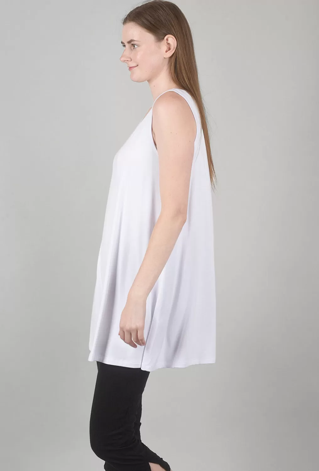 Sale Evie Lou Smooth Jersey Long Full Tank, White