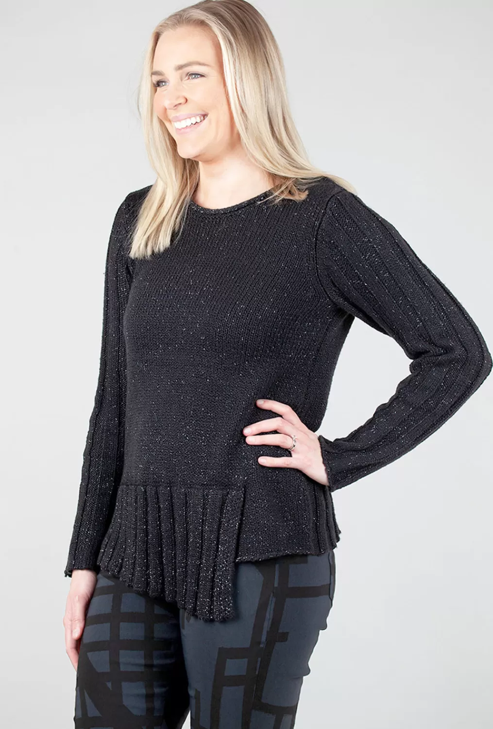 Best Sale Evie Lou Snow Bunny Overlay Sweater, Black