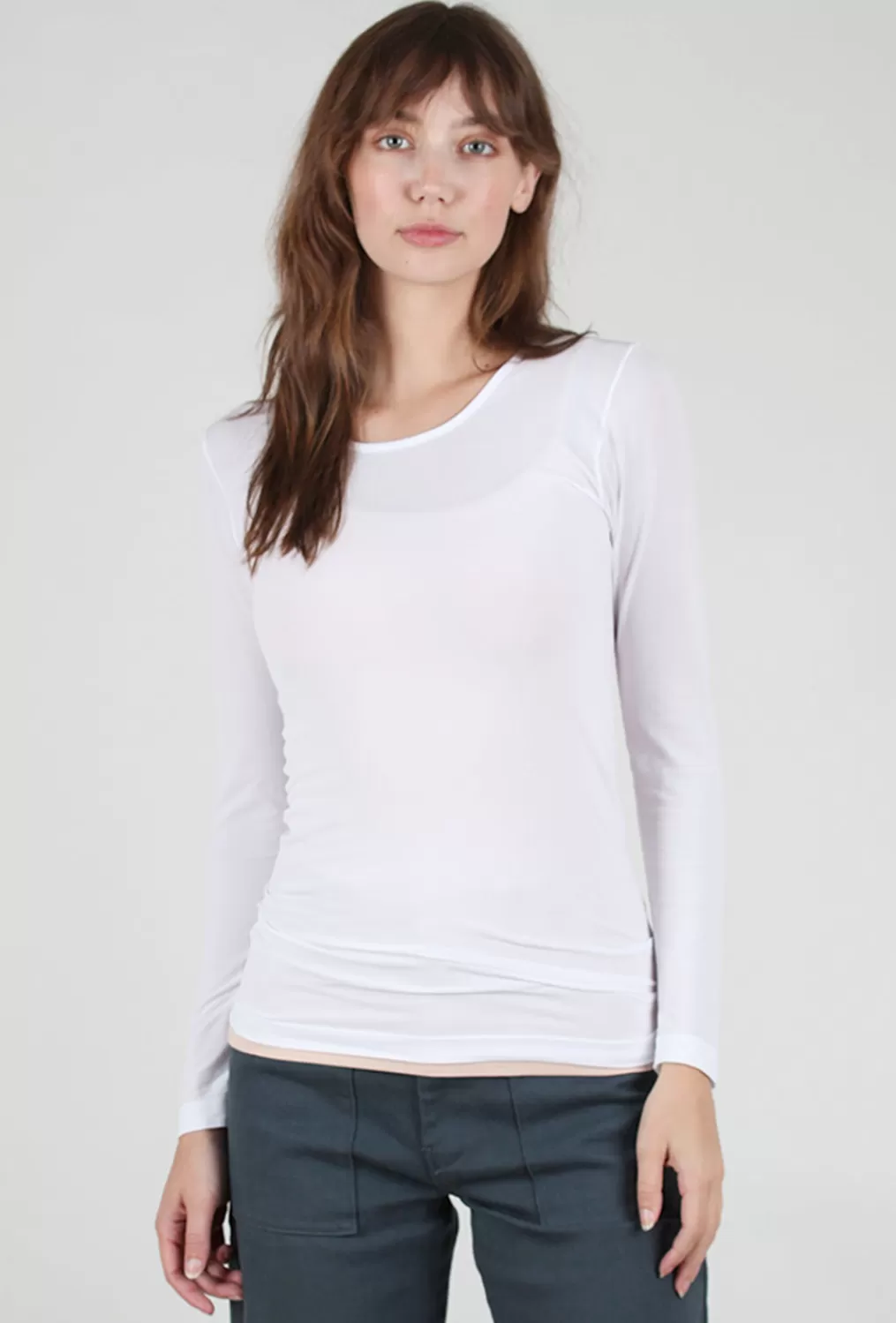 Best Sale Evie Lou Solid Crew Second Skin Top, White