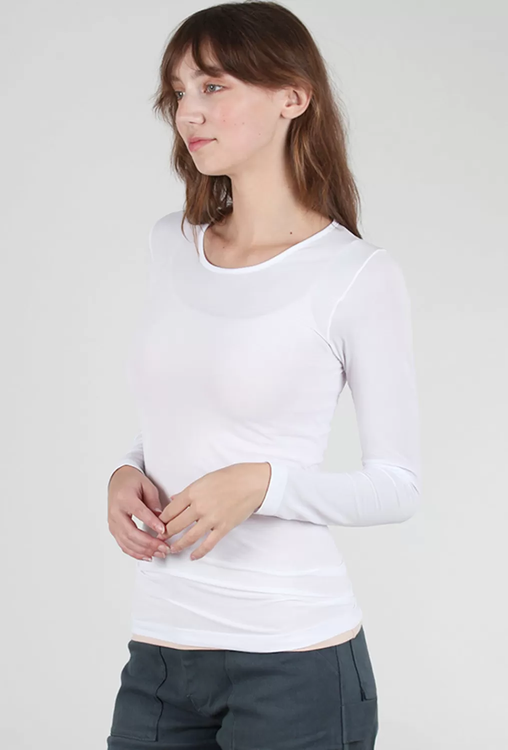 Best Sale Evie Lou Solid Crew Second Skin Top, White