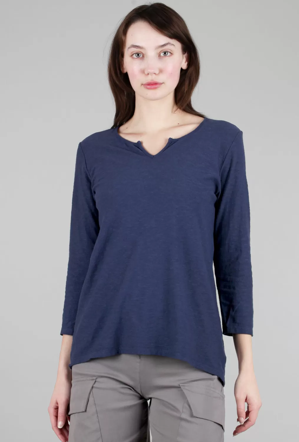 Cheap Evie Lou Split Neck Tee, Nightsky Navy