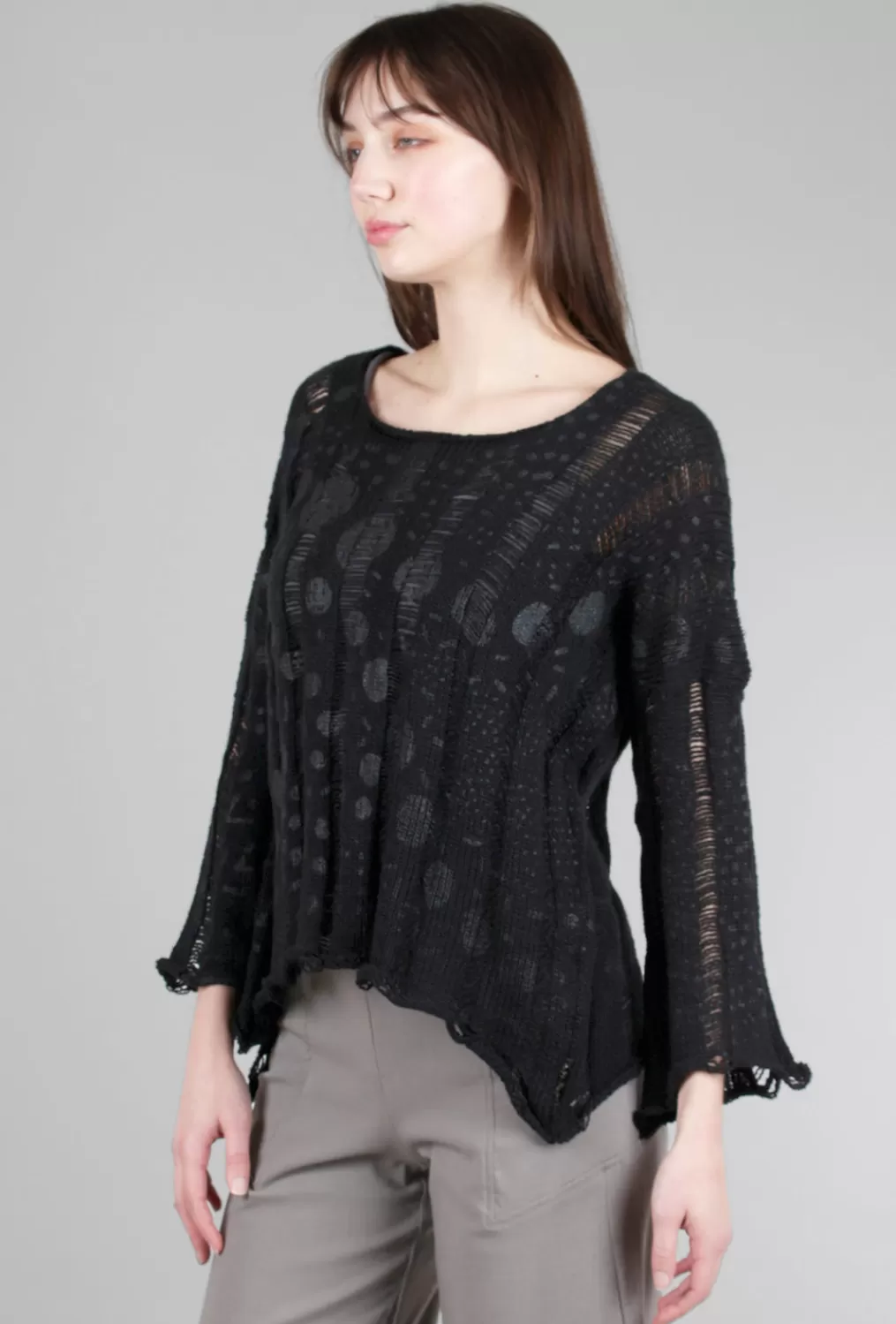 New Evie Lou Stella Drop-Stitch Pullover, Black/Dots