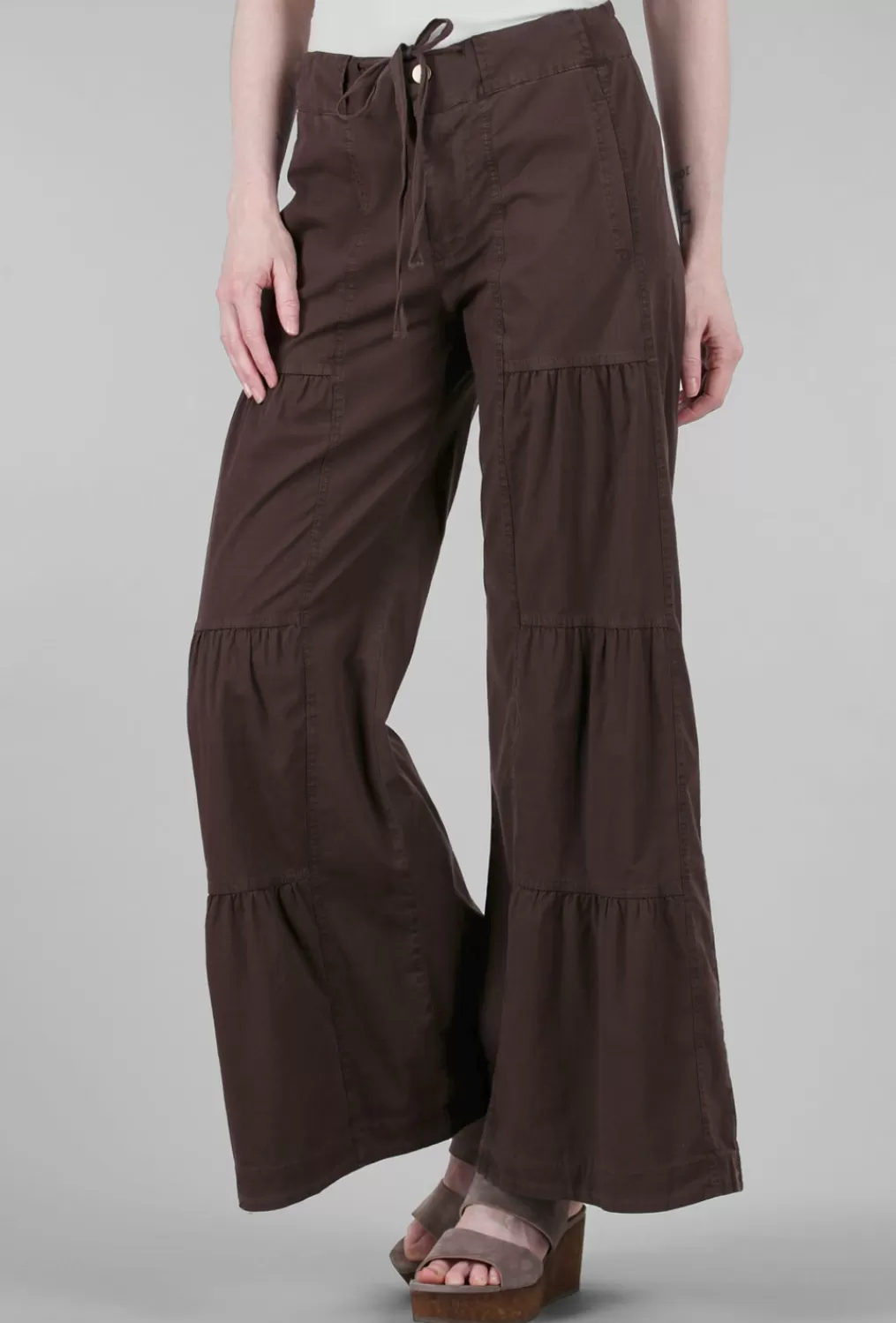 Flash Sale Evie Lou Terraced Wide Pant, Leatherbound