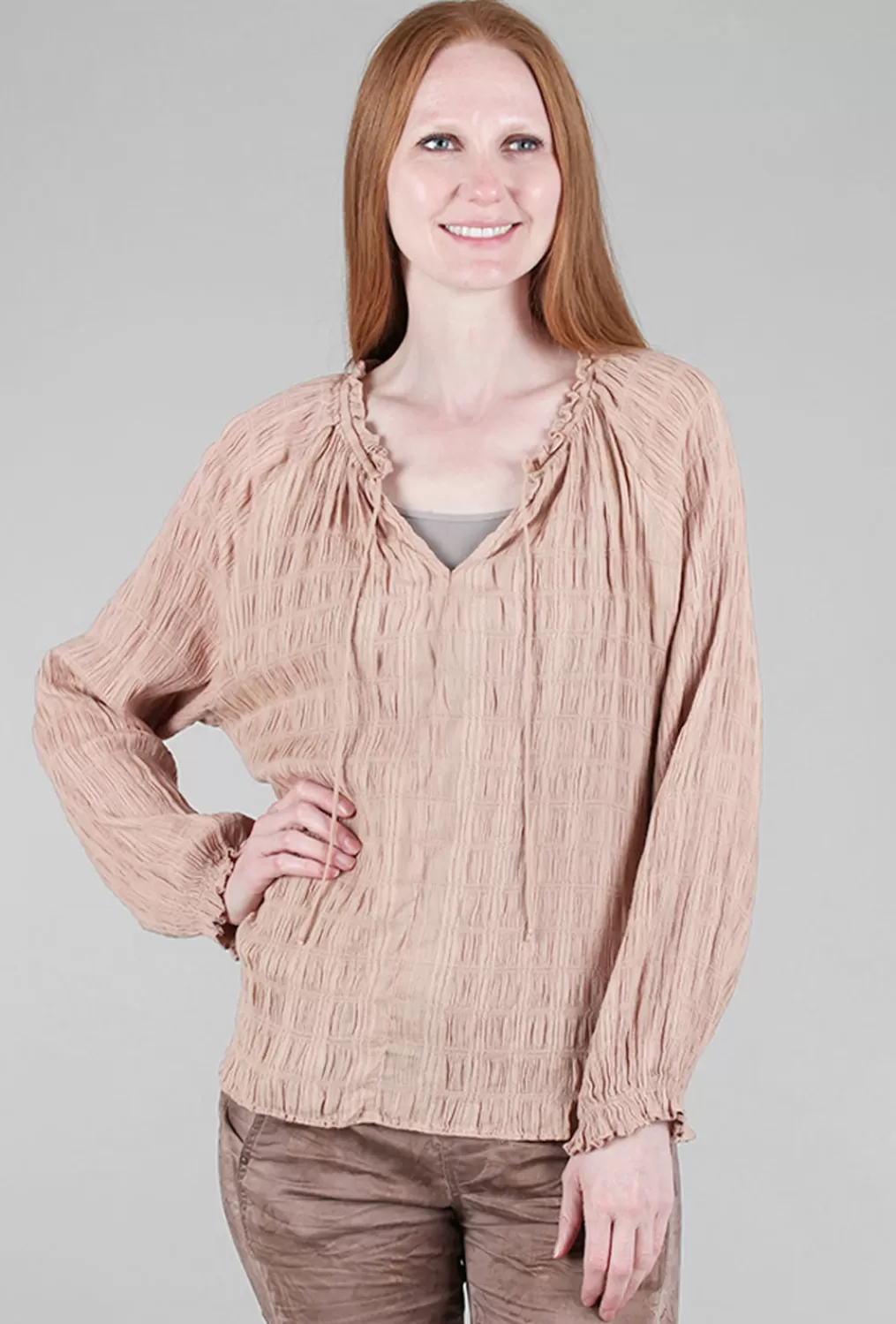 Online Evie Lou Texture Peasant Blouse, Rose