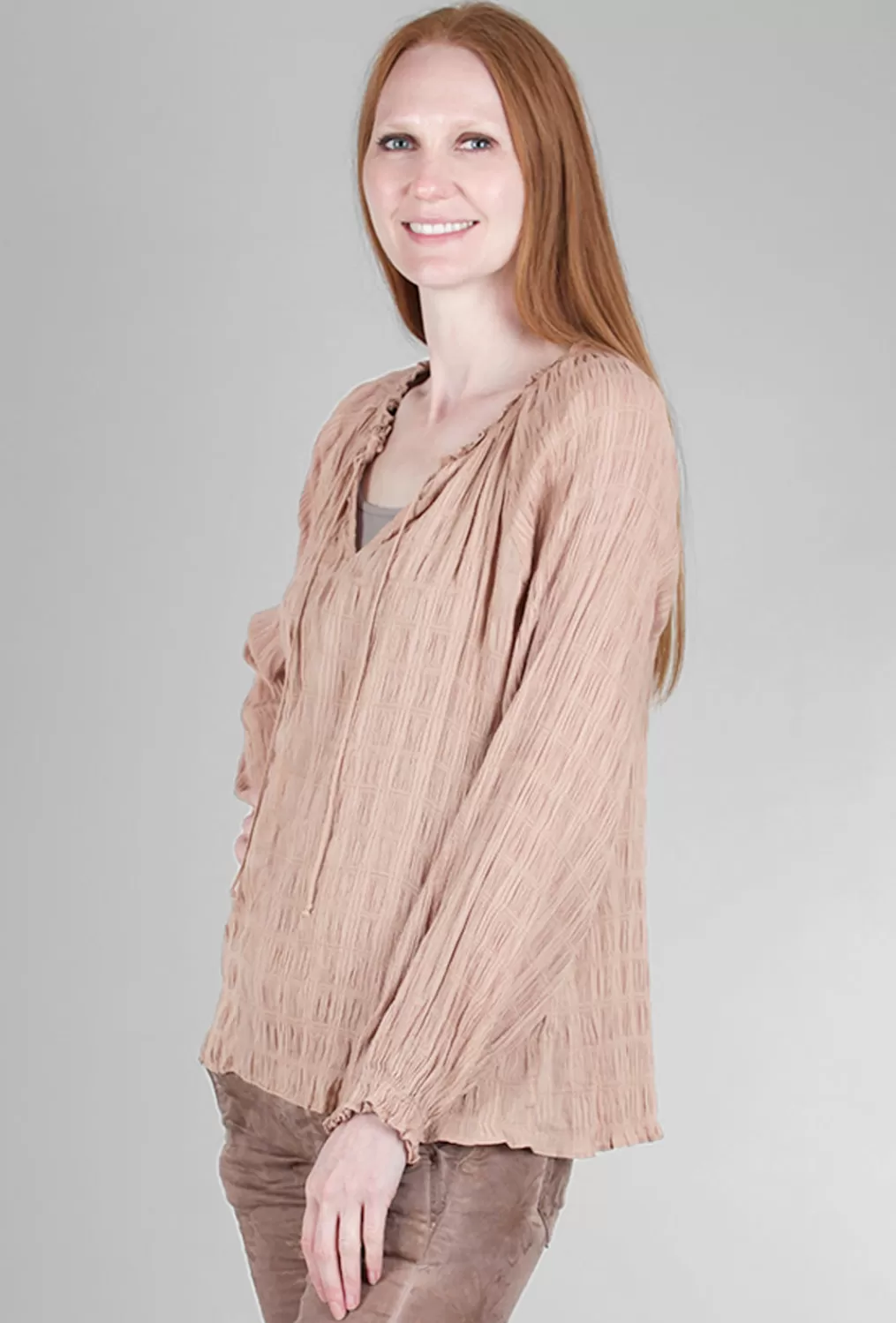 Online Evie Lou Texture Peasant Blouse, Rose