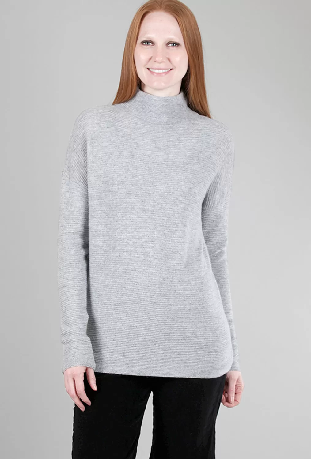 Cheap Evie Lou Textured Slouchy Funnel Sweater, Sterling Gray