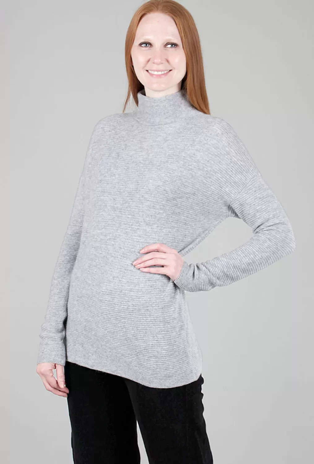 Cheap Evie Lou Textured Slouchy Funnel Sweater, Sterling Gray