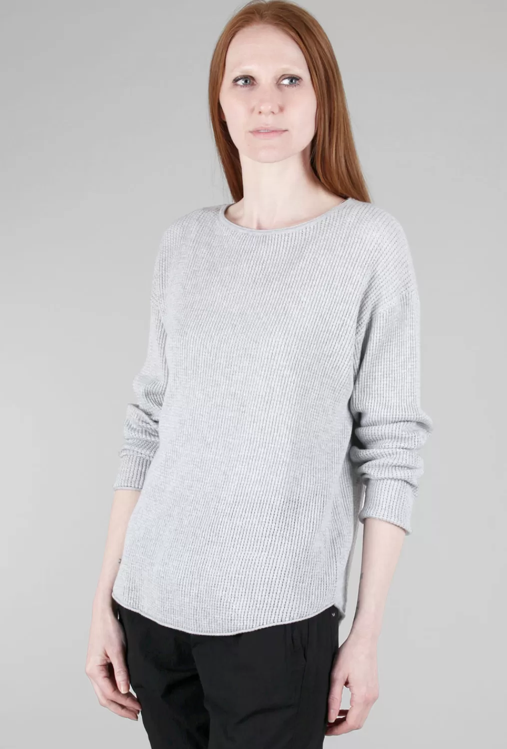 Clearance Evie Lou Thermal Shirttail Boatneck Sweater, Heather Gray