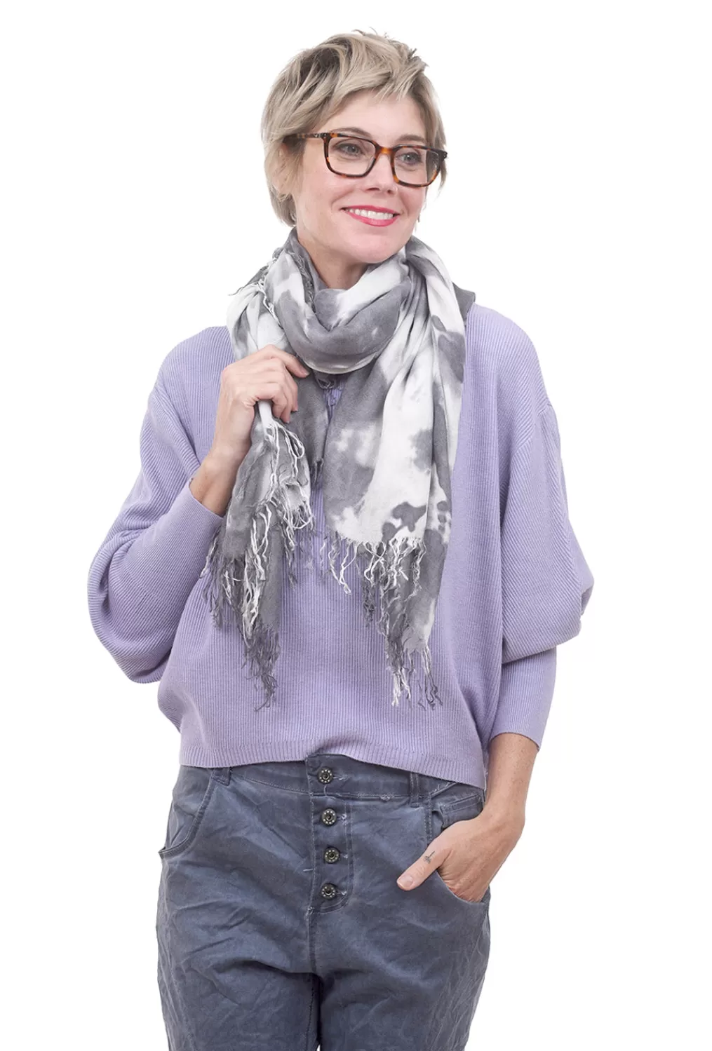 Best Sale Evie Lou Tie Dye Tissue Scarf, Slate