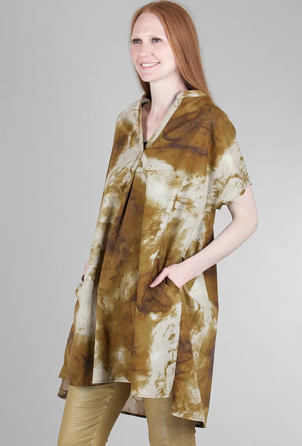 Fashion Evie Lou Tie-Dye Boxy Dress, Cumin