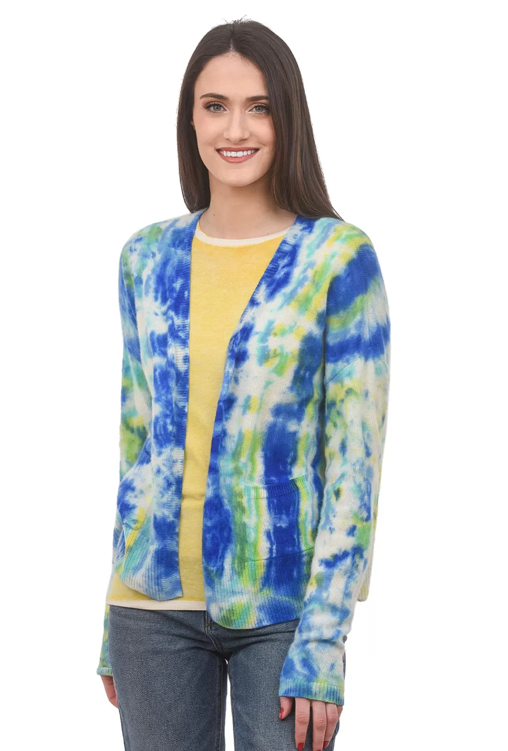 Discount Evie Lou Tie-Dye Cashmere Cardie, Indigo Multi