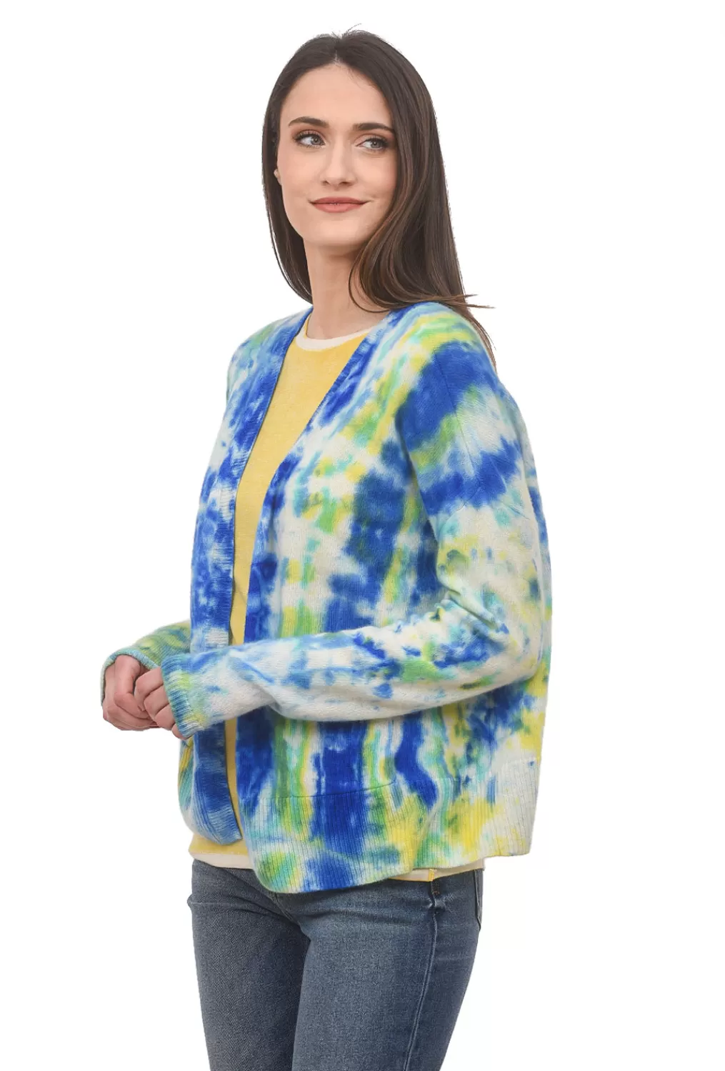 Discount Evie Lou Tie-Dye Cashmere Cardie, Indigo Multi