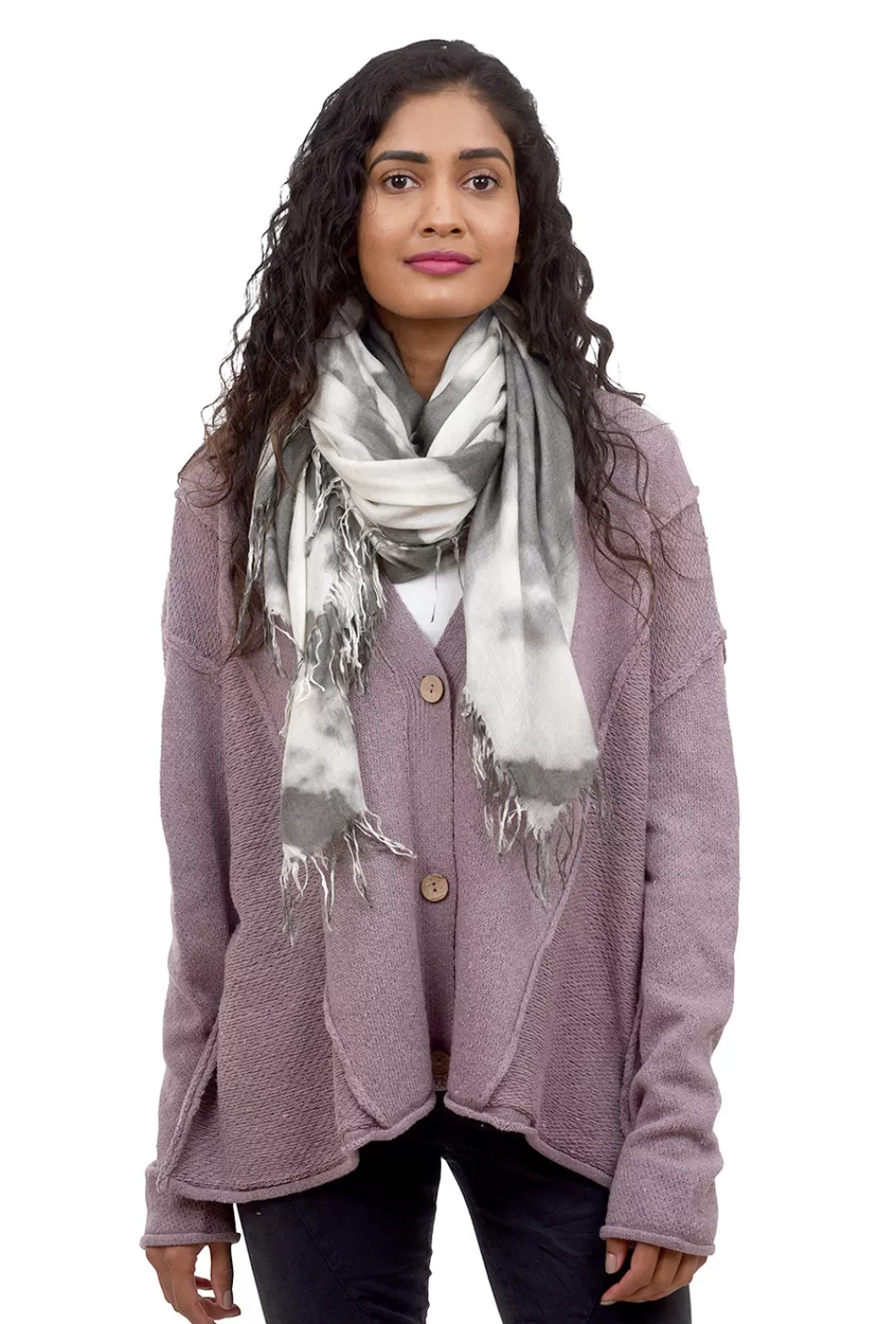 Fashion Evie Lou Tie-Dye Tissue Scarf, Forest